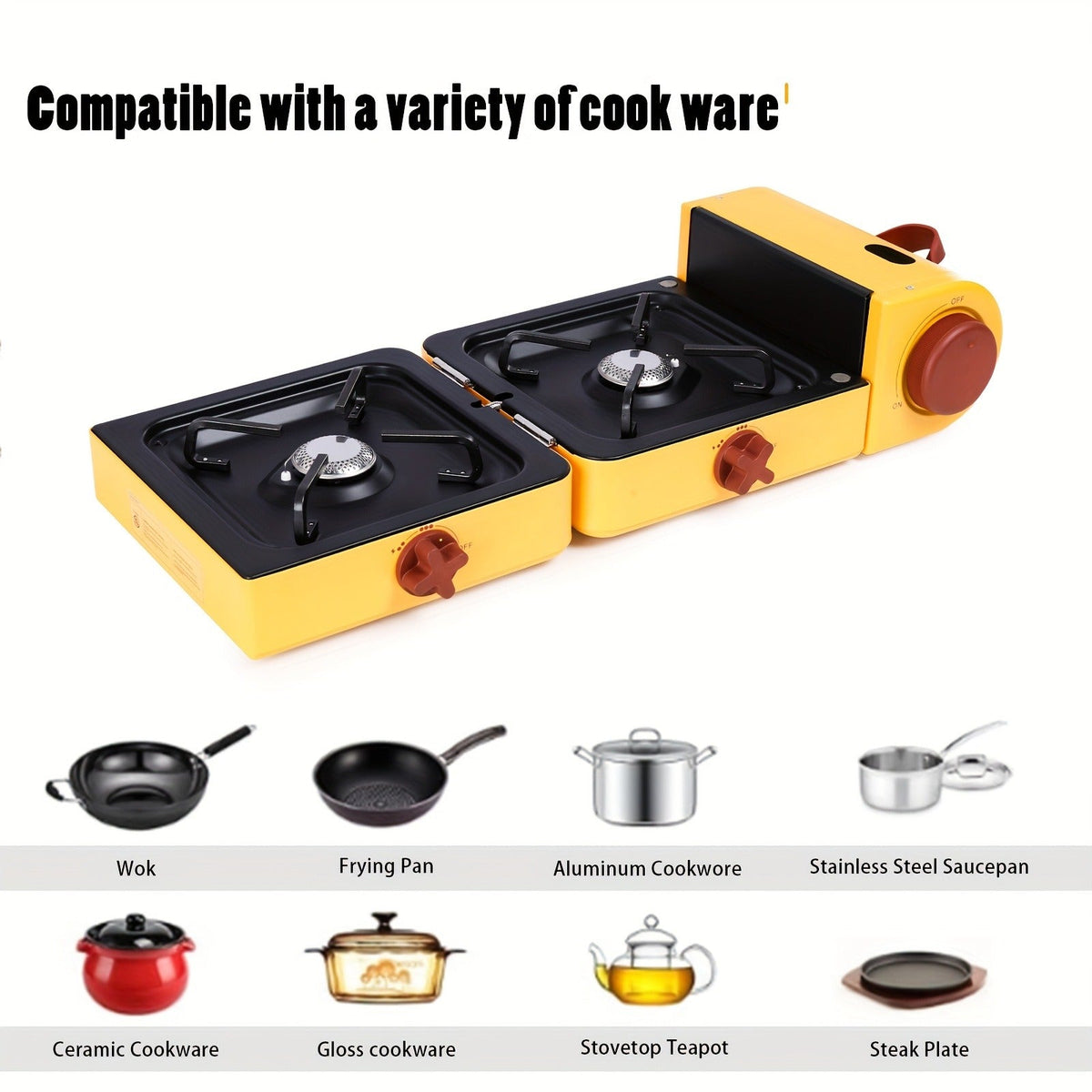 Portable Propane Stove 2-Burner 16000 BTU, Collapsible Camping Stove with Carrying Bag & Side Shelves — image 5