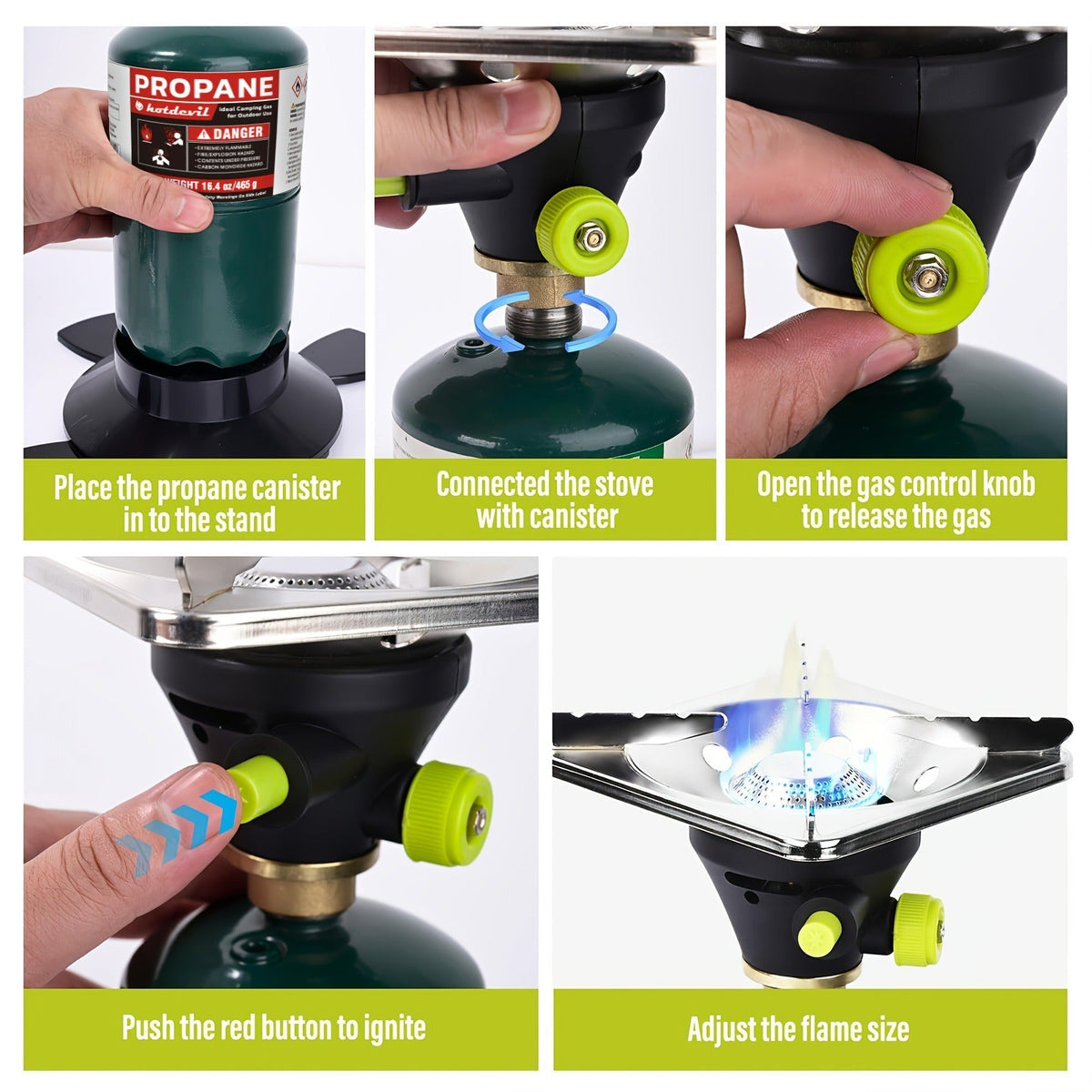 Backpacking Stove Bottletop Propane, Hotdevil HD-5005 Camping Stove with Instant Ignition, Propane & MAPP Gas Compatible — im