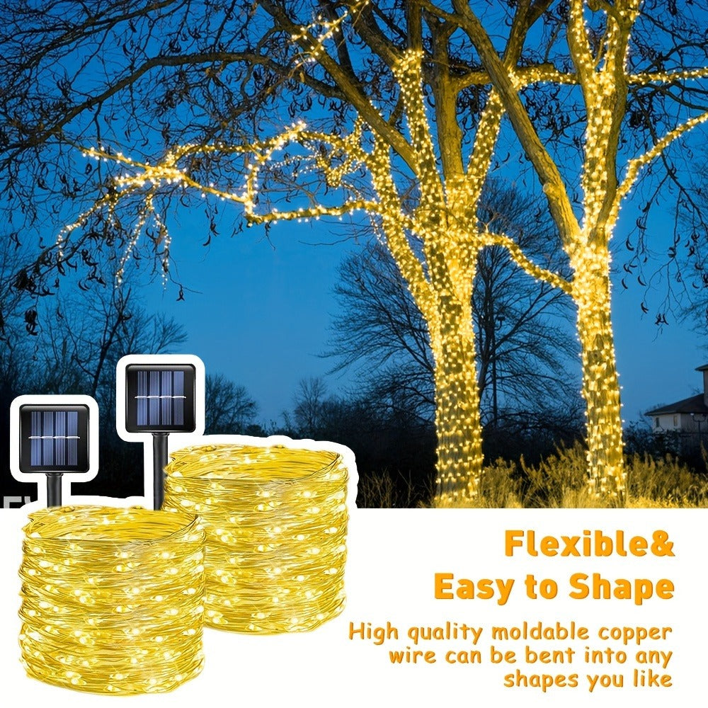 Two-Pack Solar Fairy String Lights, 104 Feet with 300 LEDs, Flexible Wire and Three Color Options — image 1
