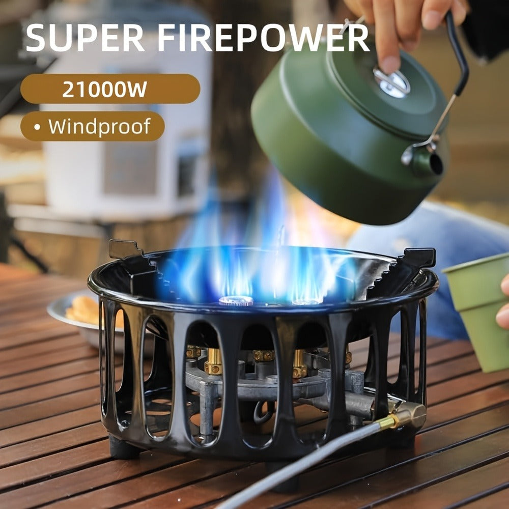 Windproof Camp Stove 21000W Collapsible, Seven Star Camping Gas Stove with Piezo Igniter & Fuel Canister Adapter — image 5
