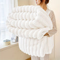 Fleece Blanket Double-Sided 3D Faux Rabbit Fur Throw – Ultra-Soft Thick 300-350g/m² for Home, Office, Travel & Camping — imag