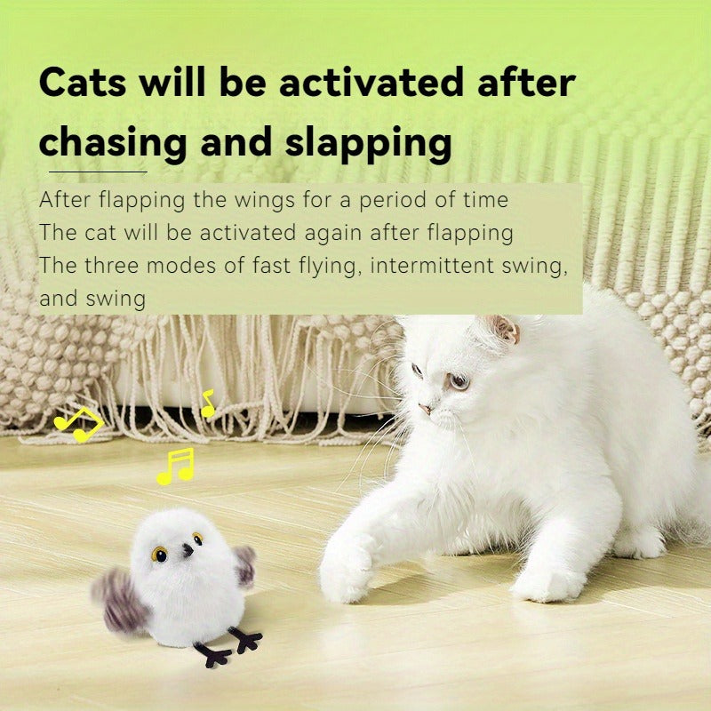 Cat Toy Flapping Bird with Chirping Sound, USB Rechargeable Motion and Three Plush Bird Styles — image 10