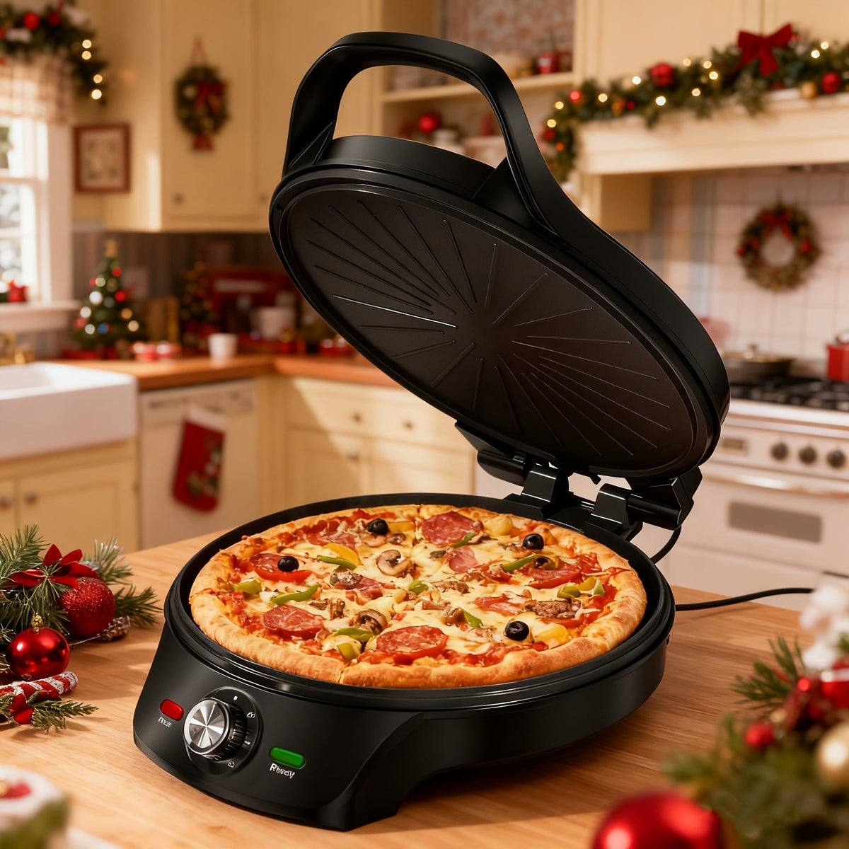 Electric Smokeless Indoor Grill 1500W, 2-in-1 Indoor Grill & Pizza Maker with 30-Min Timer, Auto Shut-Off — image 6