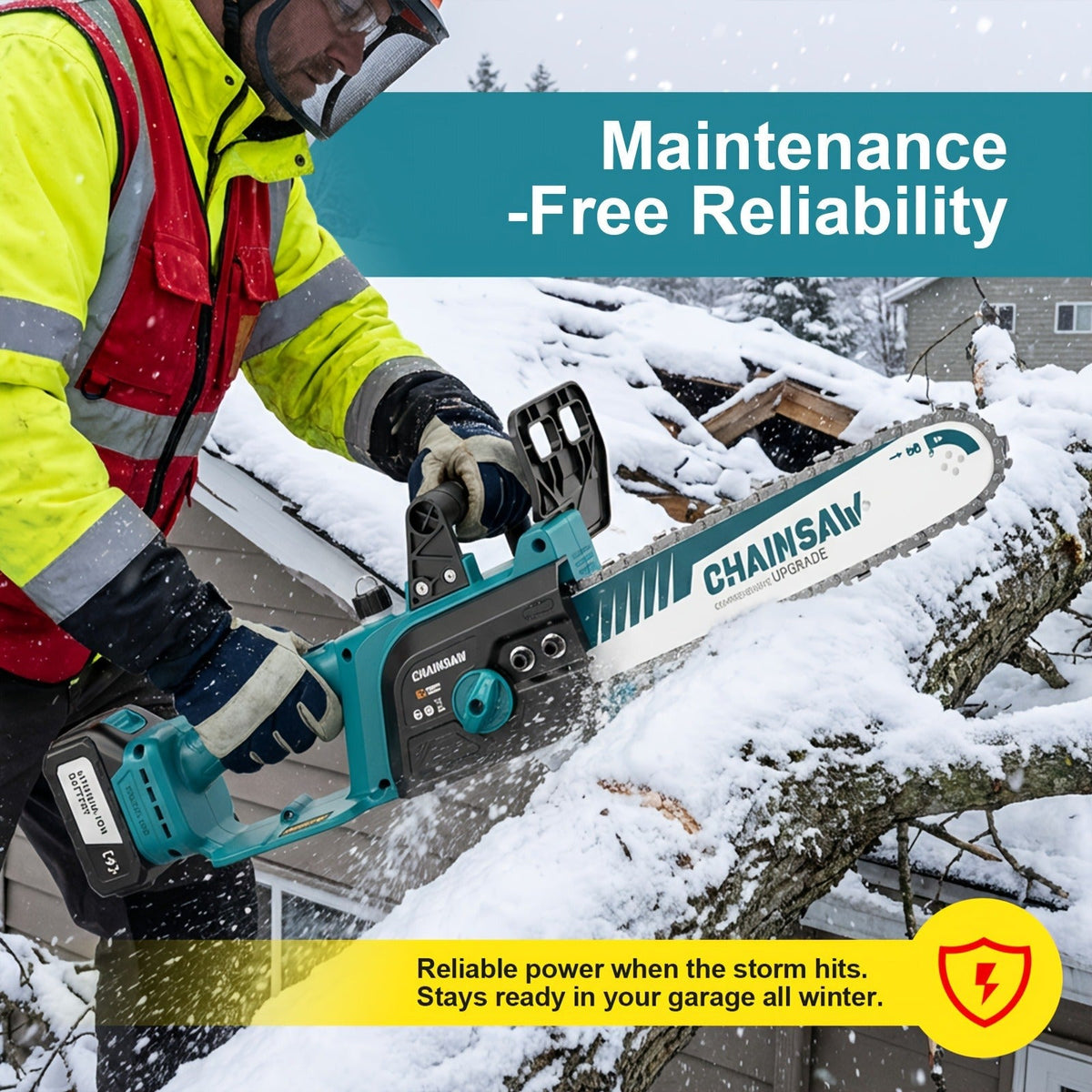 Cordless Brushless Chainsaw with 6- or 12-Inch Bar, One- or Two-Battery Kits in Purple, Green, Teal or Yellow — image 8