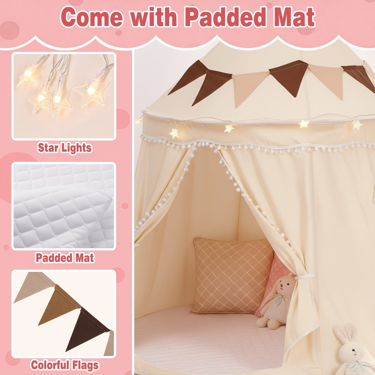 Pop-Up Dome Pet Tent in Three Colors with Basic or Mat, Star Lights and Flag Accessory Options — image 13