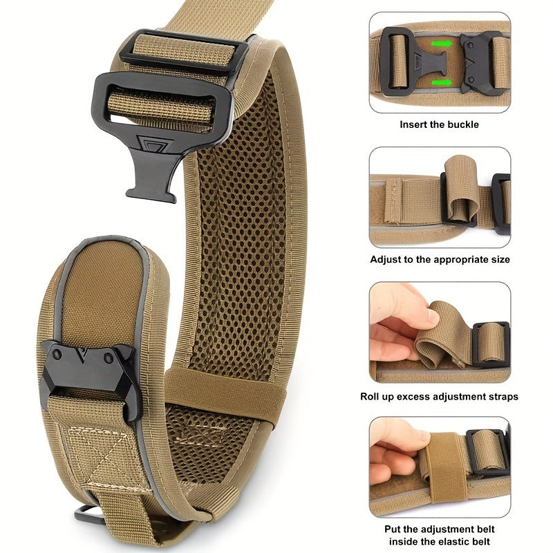 Wide Tactical Dog Collar with Padded Grab Handle, Reflective Stitching, Two Patches and M–XL Sizing — image 9