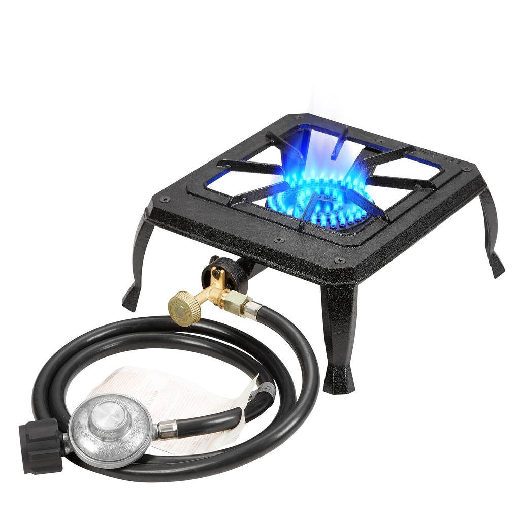Propane Camping Stove High BTU Outdoor Gas Cooker Single or Double Burner CSA Listed Regulator Hose for Garden, Patio and Yar