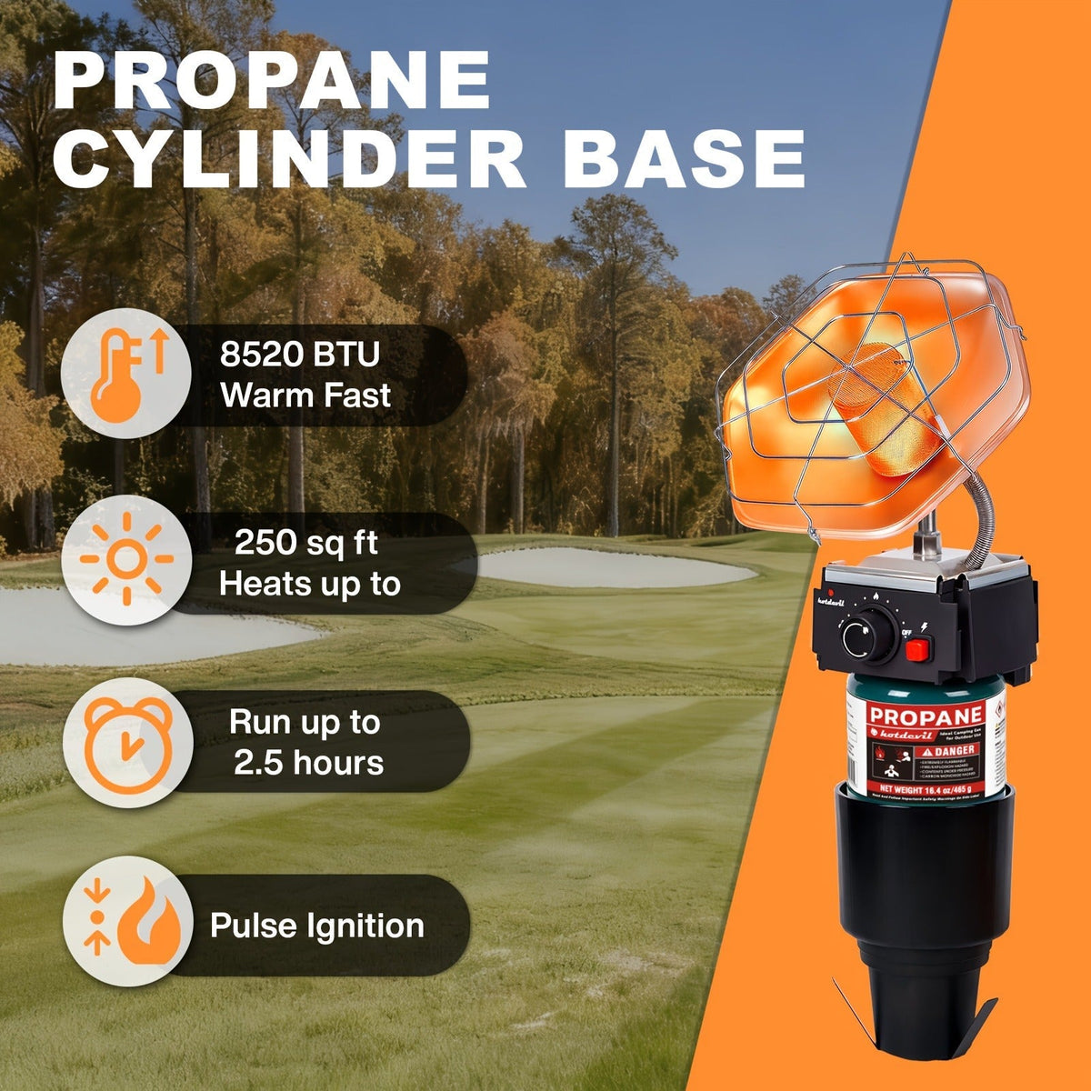 Golf Cart Heater 8520 BTU Portable Propane Catalytic Burner with Cup Holder Mount, Pulse Ignition — image 5