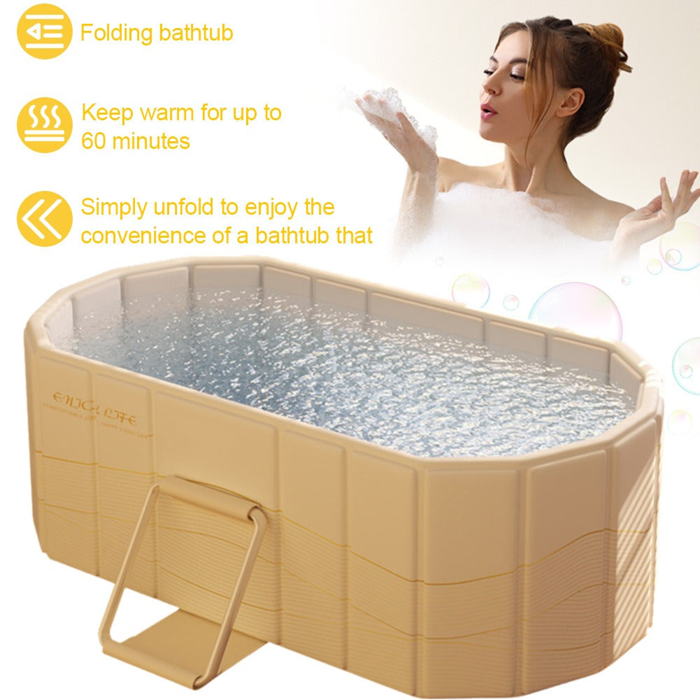 Ice Bath Tub Foldable Portable with Dual Drainage, Collapsible Cold Plunge & Hot Bath Tub for Garden, Patio and Yard Use — im