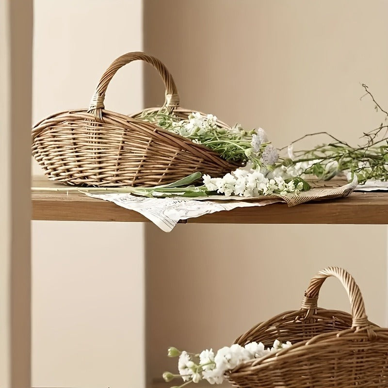 Seagrass Wicker Storage Basket with Handles, Handwoven Oval Farmhouse Organizer in Single-Piece Format — image 5