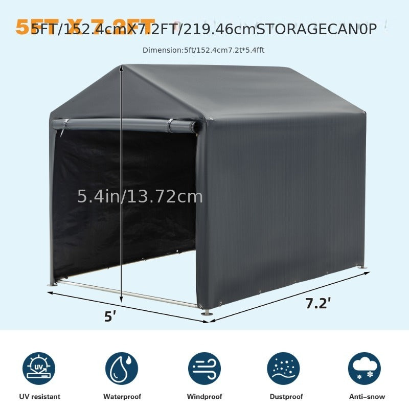 Portable PE-Tarpaulin Outdoor Storage Shelter with Steel Frame in 5 x 7.2 Ft or 6.3 x 8 Ft Sizes — image 6