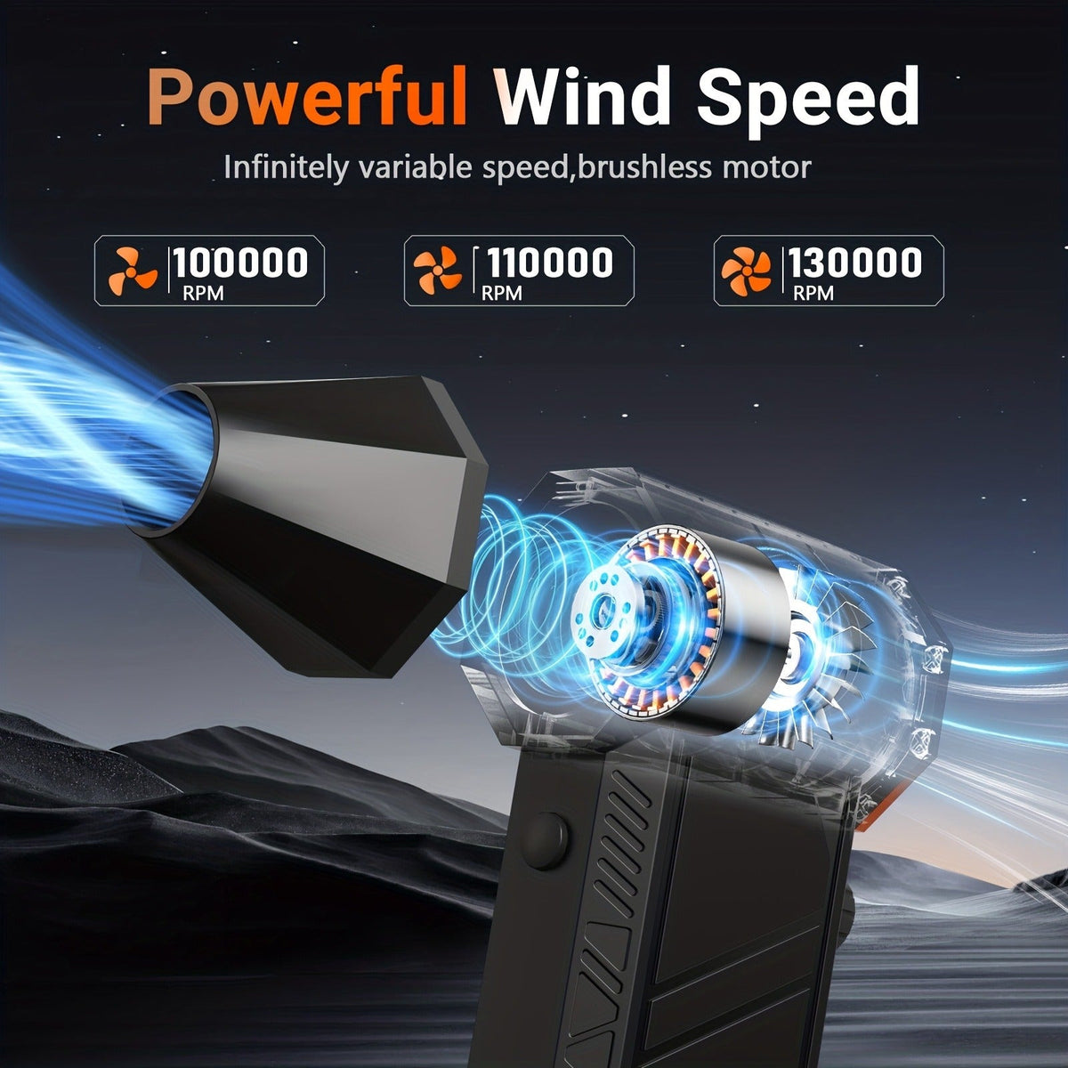 Electric Air Duster 130000RPM Rechargeable Handheld Blower, 3-Speed Wireless Turbine Fan for Computer Keyboard — image 6
