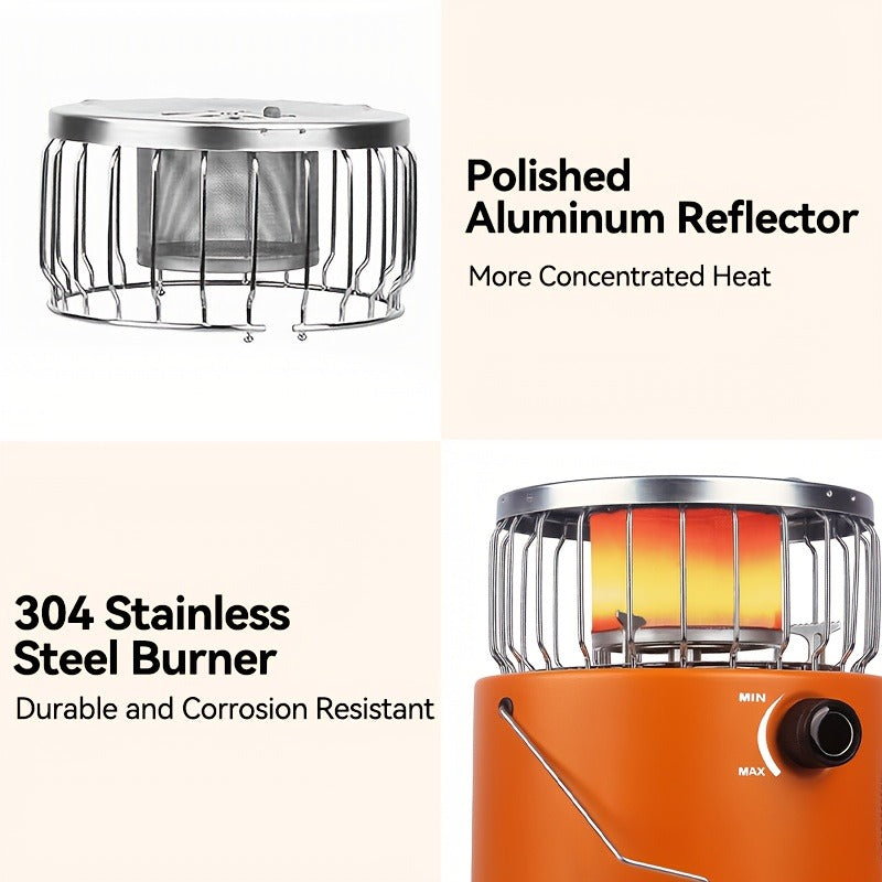 Portable Propane Heater Stove 2-in-1 Camping Gas Stove & Heater 3680-9000 BTU with Ignition, Stainless Steel — image 6