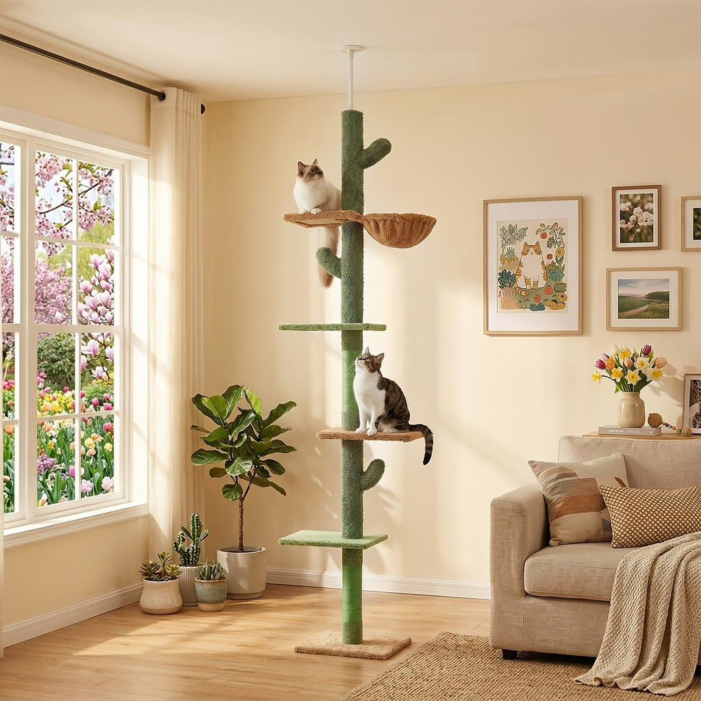 90-107.9-Inch Floor-to-Ceiling Cat Tree with Four Platforms, Tension Post and Five Style Options — image 14
