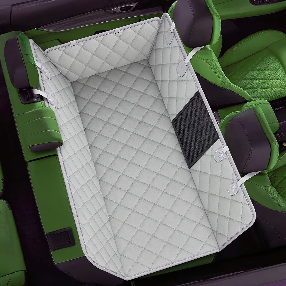 Quilted Dog Car Back Seat Cover with Side Flaps, Mesh Window and Six Color or Pink Mat Bundle Options — image 23