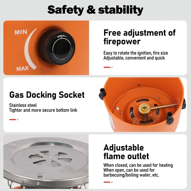 Portable Propane Camping Stove Heater 9000 BTU, 3-in-1 Indoor Outdoor Gas Burner with Adjustable Flame — image 6