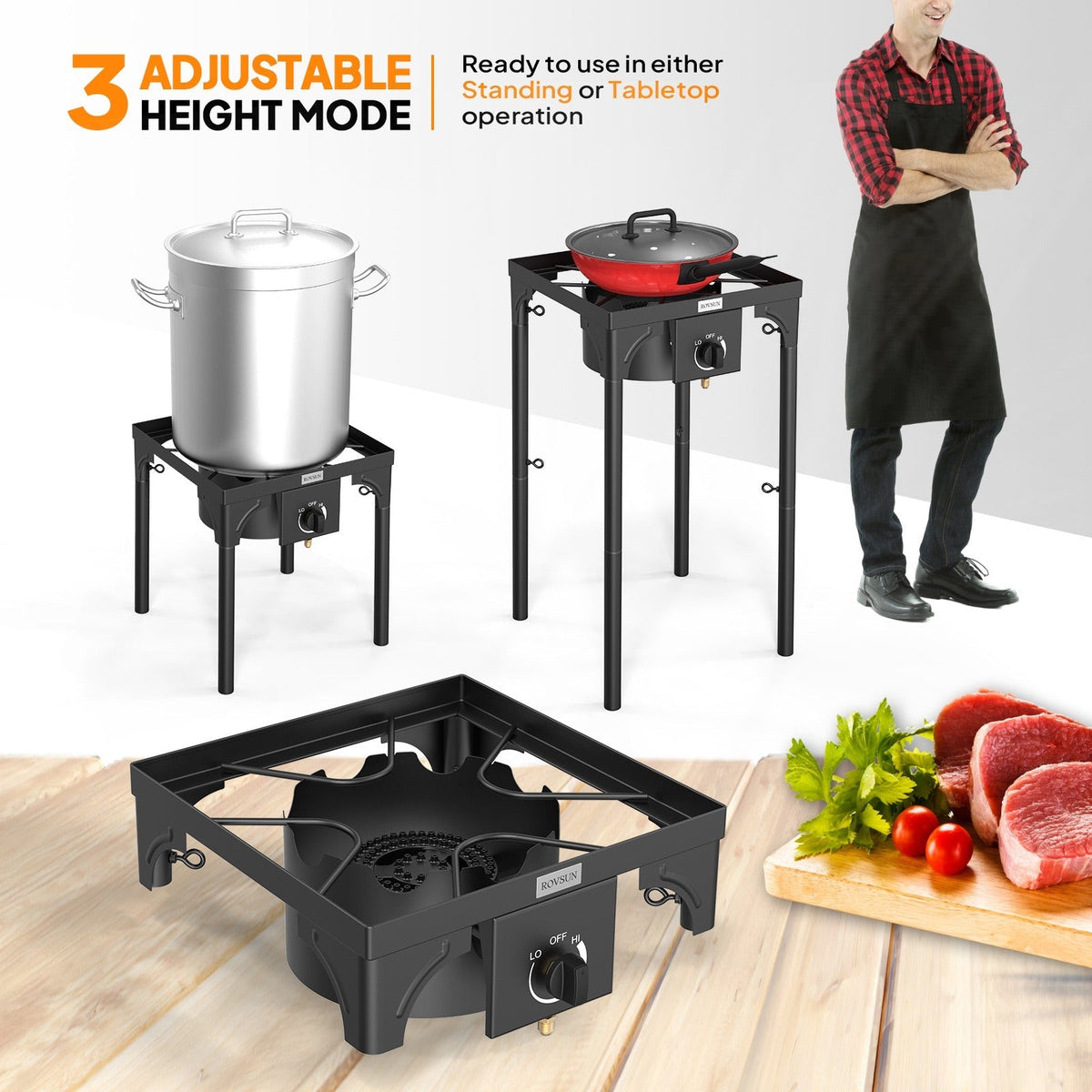 Outdoor Propane Burner Stove Cast Iron High Pressure Gas Cooker with Detachable Stand Legs — image 6
