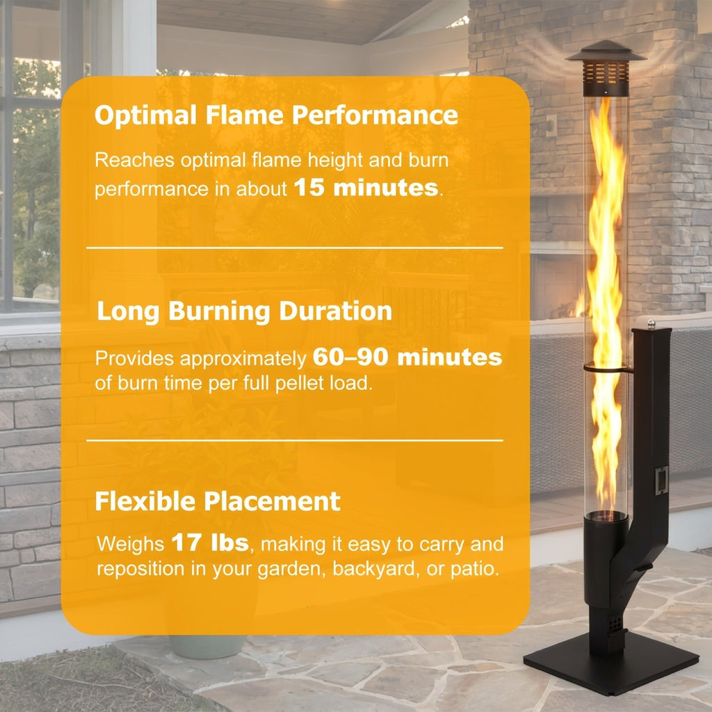 Outdoor Wood Pellet Patio Heater 56 Inch, Smokeless Portable Pellet Stove with Rain Cap, Viewing Window & Ash Tray — image 5