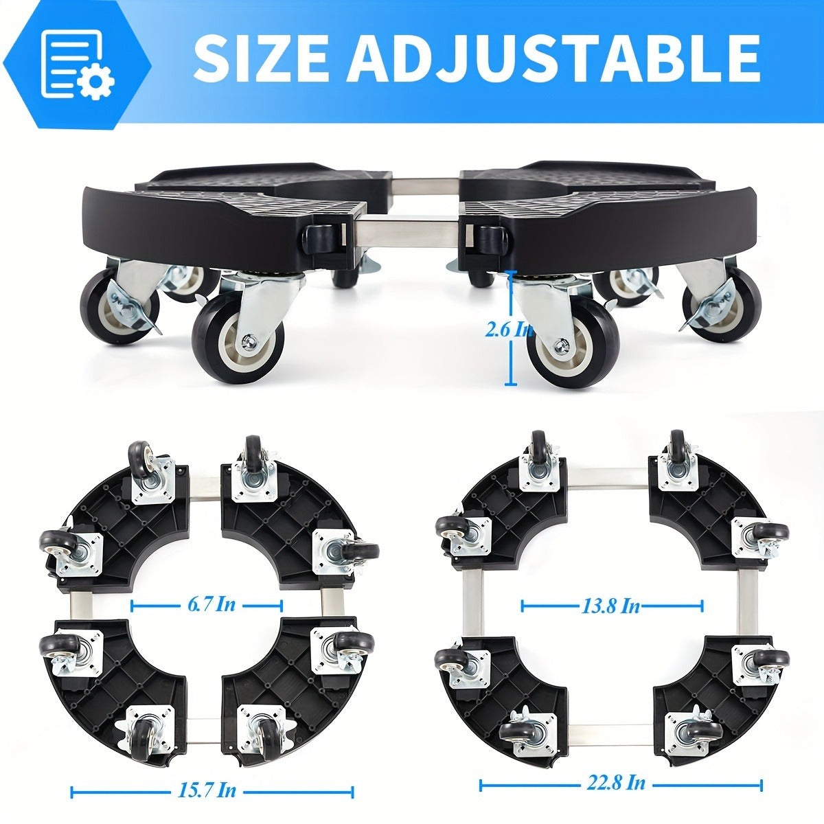 Plant Caddy with Wheels | 330 Lbs Heavy Duty, 8 Lockable Casters, Fits 8"-22" Pots — image 5