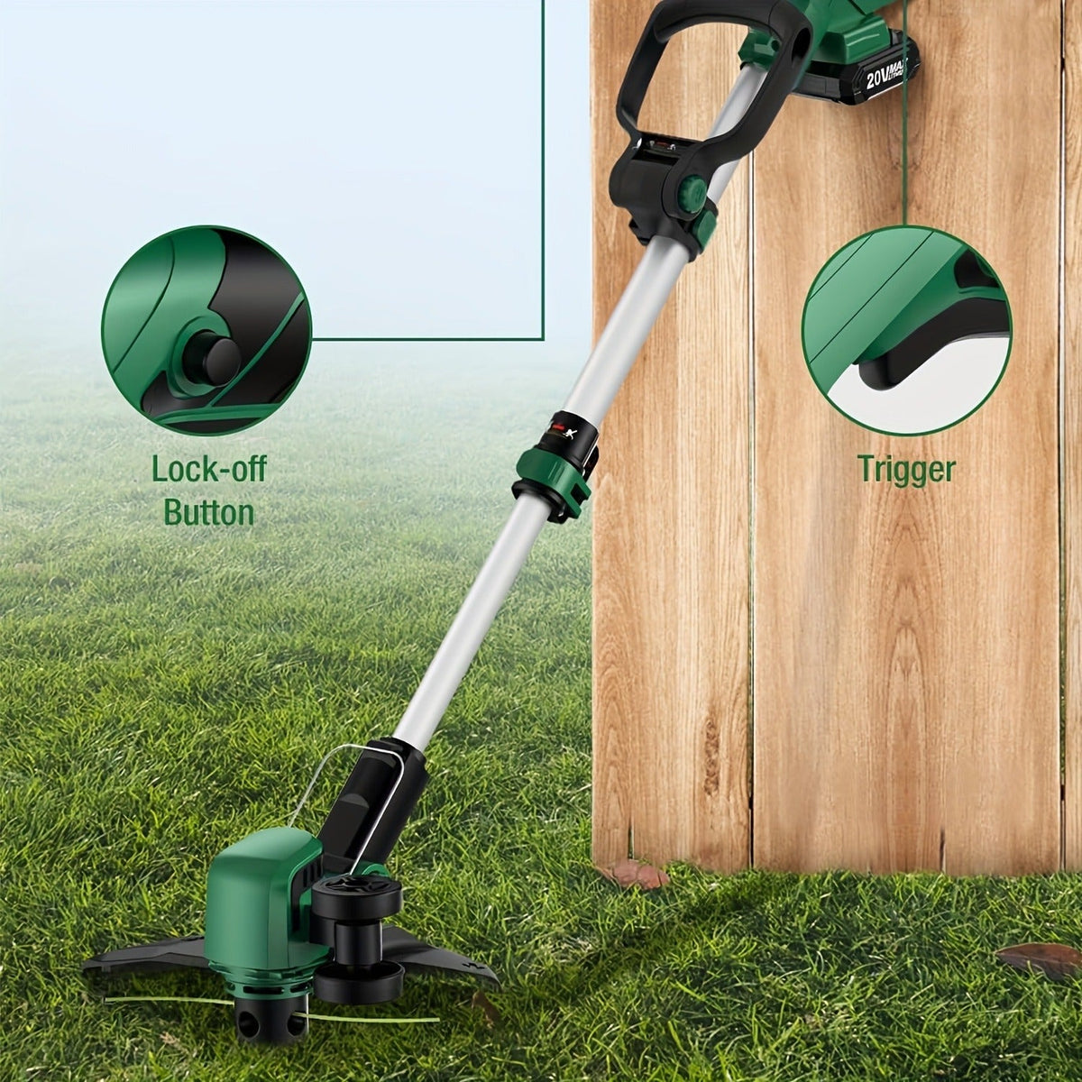 String Trimmer Cordless 2-in-1 Weed Wacker & Lawn Edger with Wheels, KIMO Brushless Motor 20000 RPM — image 5