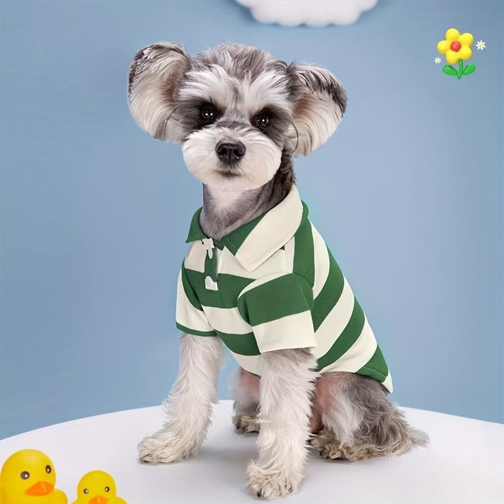Five-Pack Striped Polo-Style Dog Shirts in Assorted Colors with Seven Size Choices from XS Through 4XL — image 8
