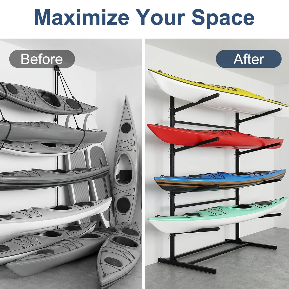 Kayak Storage Rack, Adjustable Stand for SUP, Canoe & Paddle Board, Wall, Dock & Freestanding, 400 lbs Capacity — image 6
