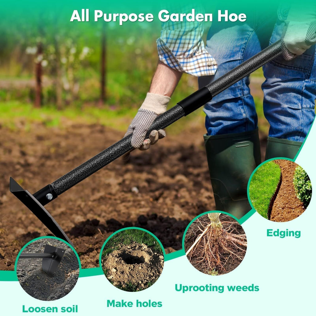 Garden Hoe Triangle Carbon Steel with Adjustable 15-72 Inch Long Handle, Sharp Triangular Blade for Weeding — image 5