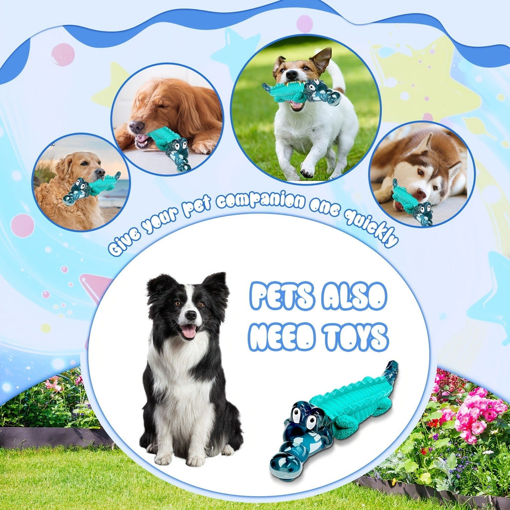 Dog Toy Blue Rubber Crocodile Chew Design with Milk Flavor, Raised Ridges and 20-100 lb Guidance — image 13