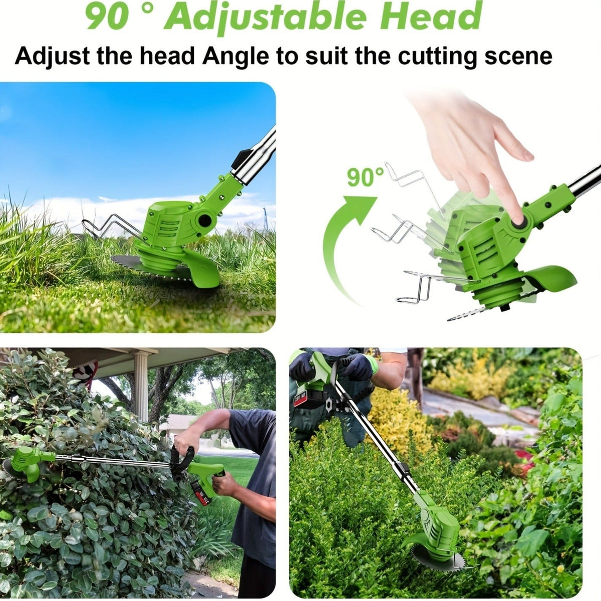 Cordless String Trimmer 24V 800W, Weed Wacker with 2 Batteries, Charger & 3 Blades, Adjustable Head — image 7