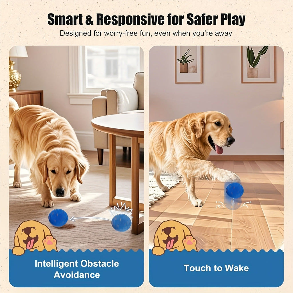 Dog Toy Motion-Activated E-TPU Ball with Auto-Rolling, Rotating and Bouncing Modes in Blue or Orange — image 6
