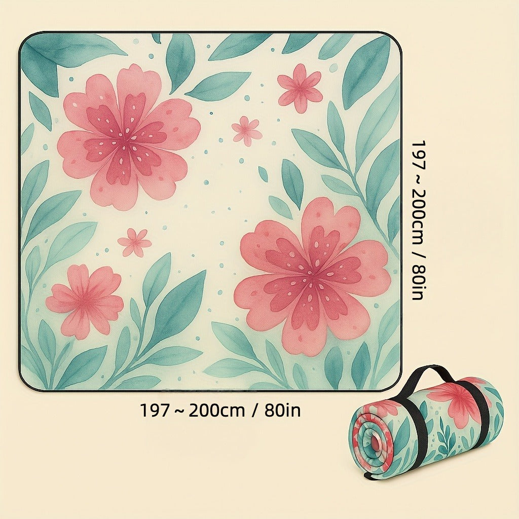 Padded Foldable Picnic Blanket with Floral Pattern for Beach Trips, Park Outings, Camping and Everyday Travel — image 4