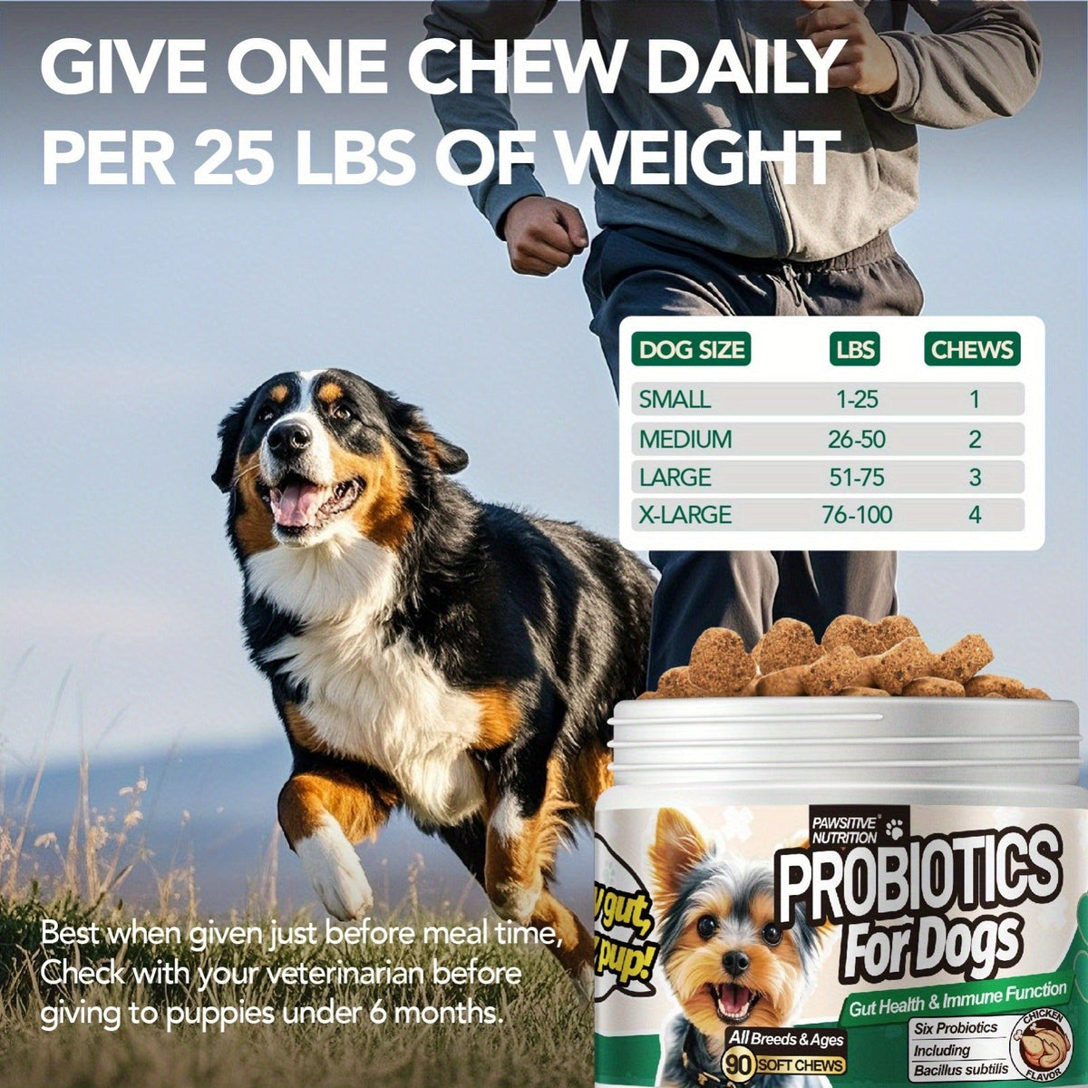 Dog Probiotic Soft Chews, Chicken Flavor, 90-Count Bottle with One- or Three-Bottle Checkout Options — image 7