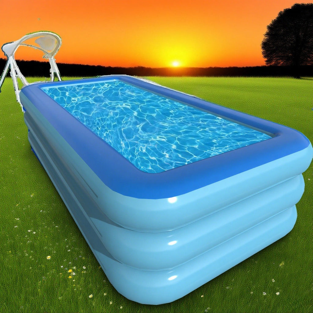 Inflatable Pool XL Extra Large Backyard Swimming Pool 3-Chamber Thick PVC Family Pool for Adults Kids Summer Outdoor Fun Mult
