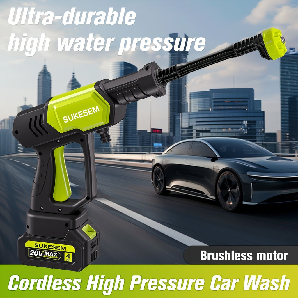 Cordless Pressure Washer Battery Powered Portable Car Wash Gun High Pressure Cleaner for Cars Yards for Garden, Patio and Yar