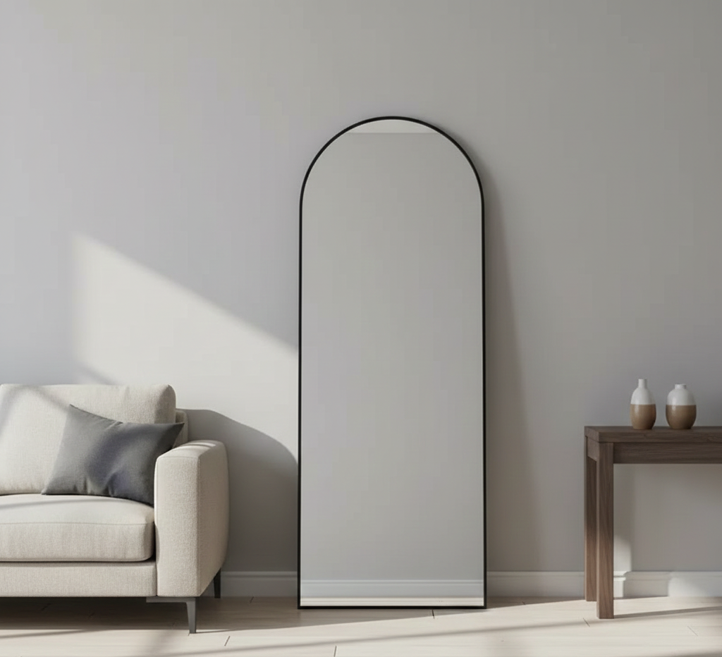 Full-Length Arched Floor Mirror with Stand - Multiple Size