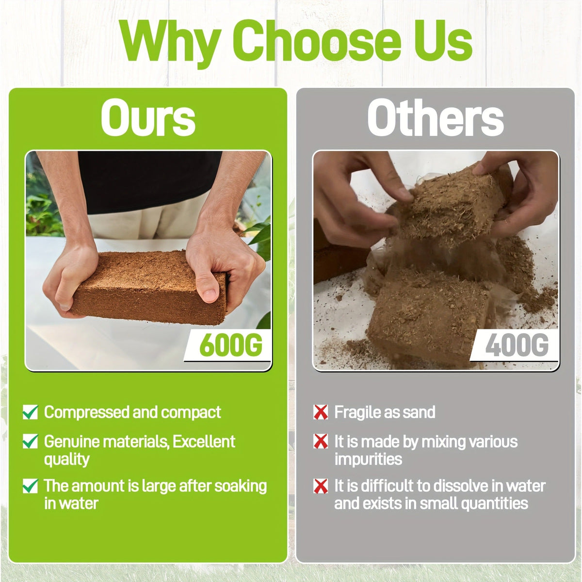 Coco Coir Bricks for Plants 1.32 LB Each Low EC pH Balanced — image 3
