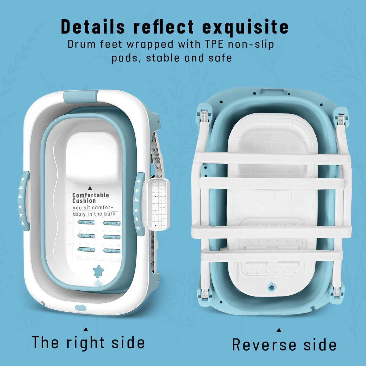 Portable Bathtub for Adults with Insulation Cover & Drainage Pipe, Foldable Hot Tub for Indoor Outdoor Sauna — image 6
