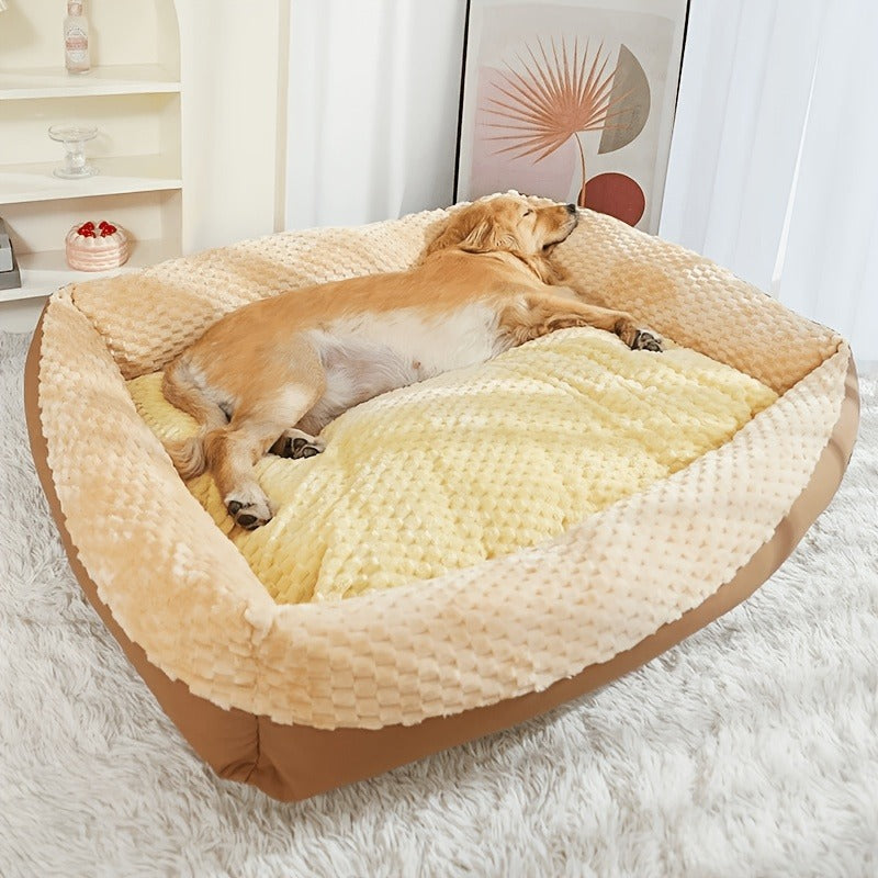 Blue-Gray Dog Bed Couch with Raised Back and Side Bolsters in Four Sizes, Plus One Random Cat Teaser — image 17
