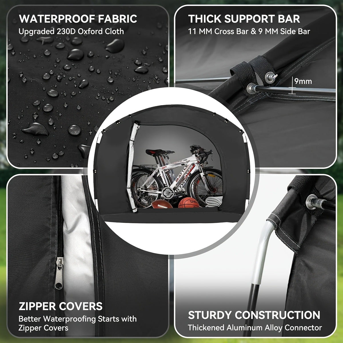 Outdoor Storage Tent Waterproof 230D Oxford Cloth PU4000 Portable Backyard Shed — image 5