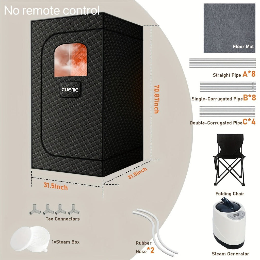Portable Steam Sauna Box 1200W Full Body Sauna Tent with Folding Chair, 101oz Steam Generator — image 5