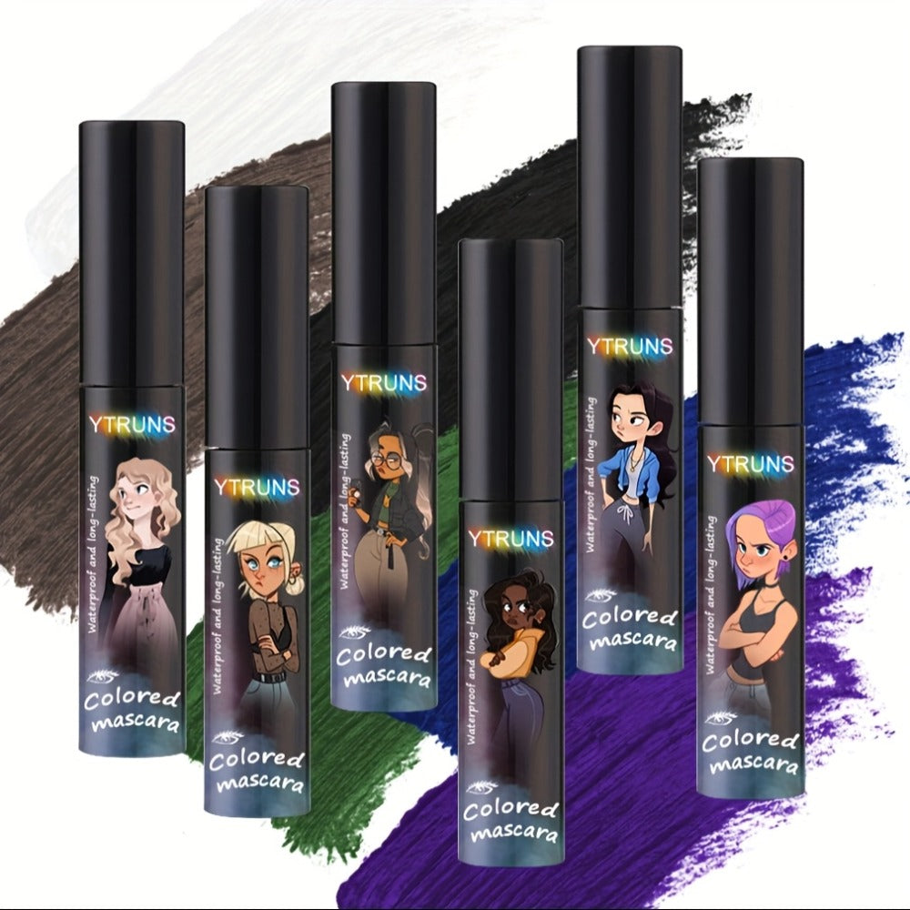 YTRUNS Colored Mascara in Six Shades from White and Brown to Black, Green, Blue or Purple with Curved Wands — image 8