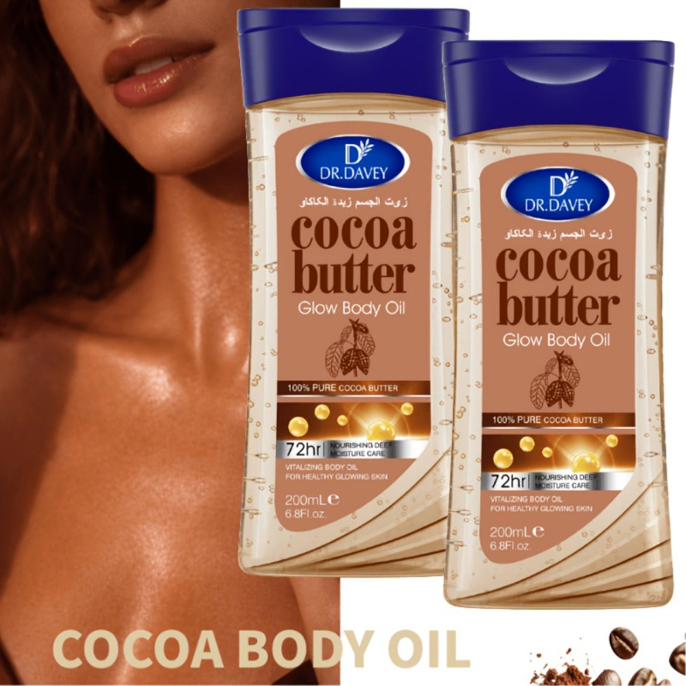 Cocoa Butter Body Oil, Two-Piece Set of 200ml Flip-Top Bottles with Coordinated Brown Labels — image 2