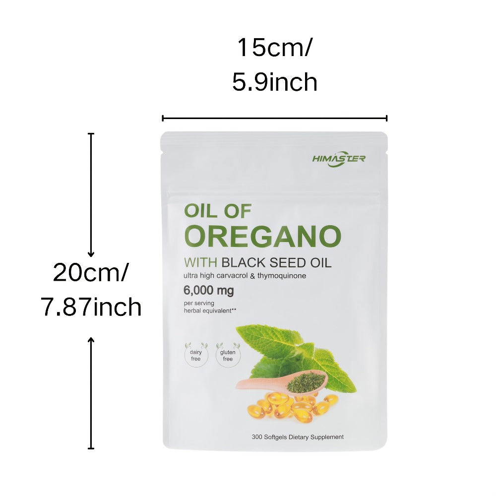 Herbal Supplement with HIMASTER Label, Oil of Oregano 6000mg per Serving with Black Seed Oil, 300 Softgels — image 10