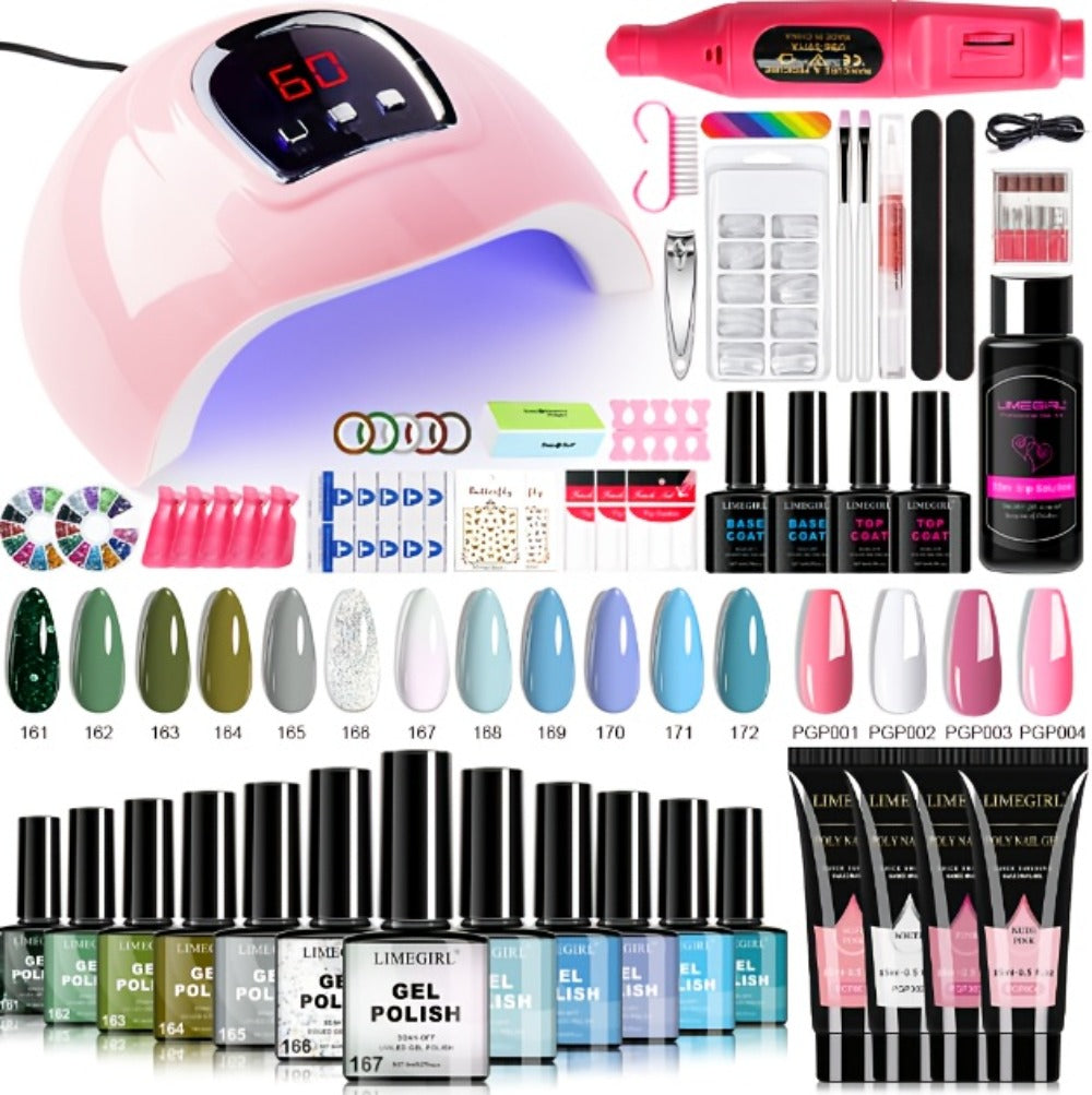 Gel Nail Polish Kit with UV Lamp & Electric Nail Drill – 12 Colors Gel Polish Set, Poly Extension Gel, Top & — image 29