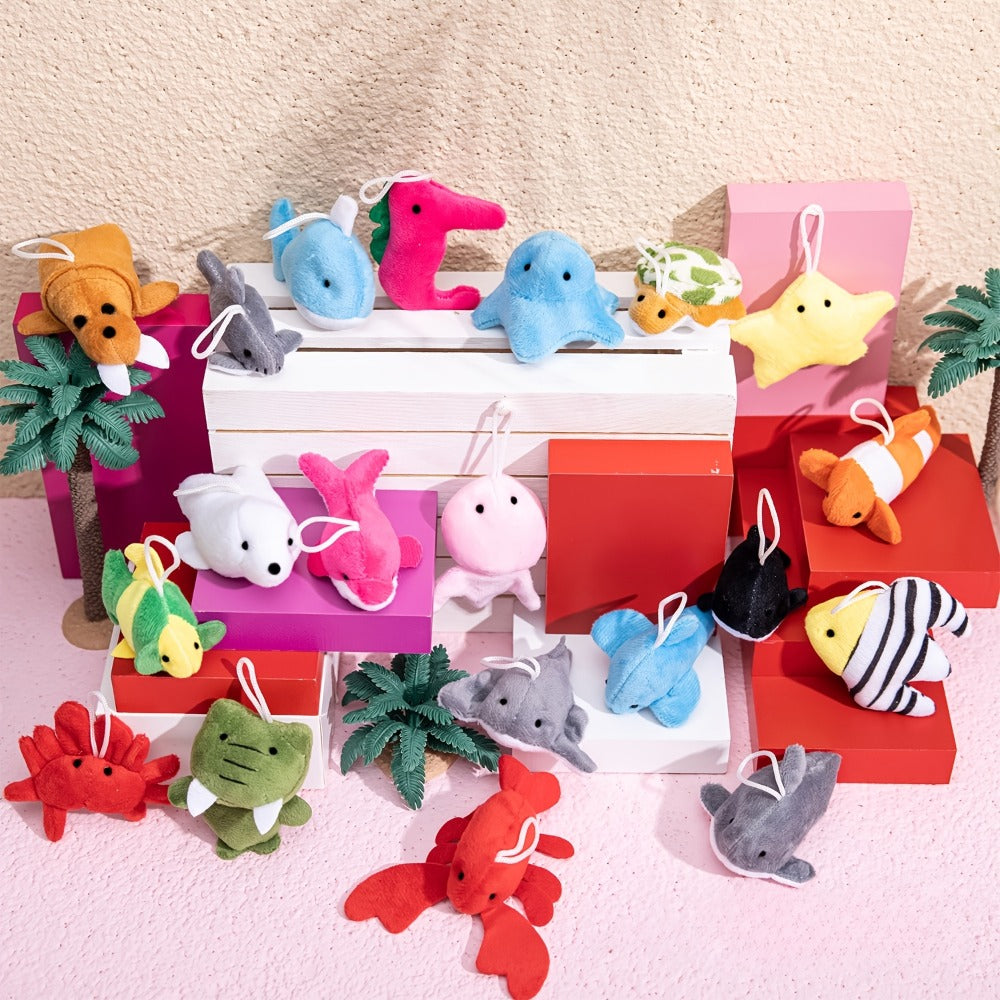 Twenty-Four Mini Sea-Animal Plush Keychains in Assorted Fish, Shark, Whale and Crab Designs — image 9