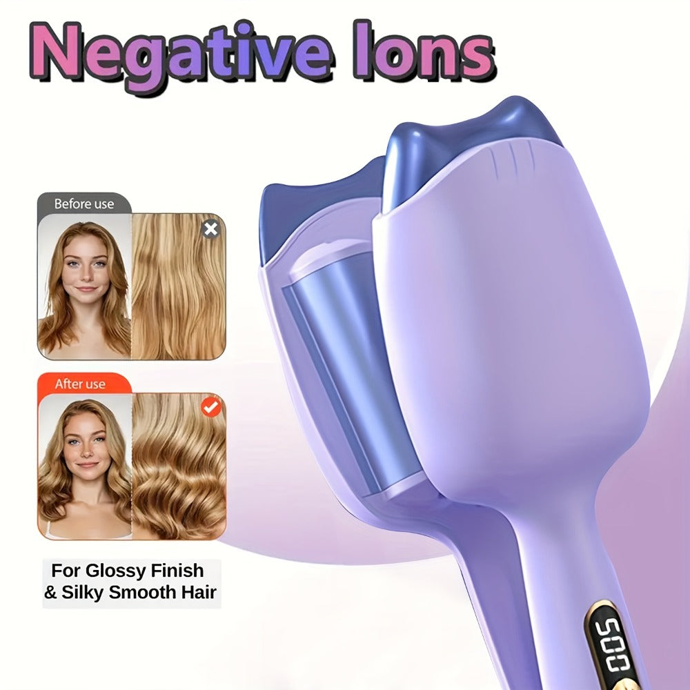 32mm Curling Iron Negative Ion Mini Portable Cat Ears Curler 3-Heat Settings Fast Heating, for Home, Travel and Salon Hair St