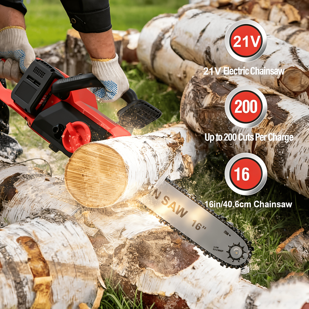 Cordless Brushless Chainsaw Kit with 12- or 16-Inch Guide Bar, Two Batteries, Charger and Cutting Accessories — image 11