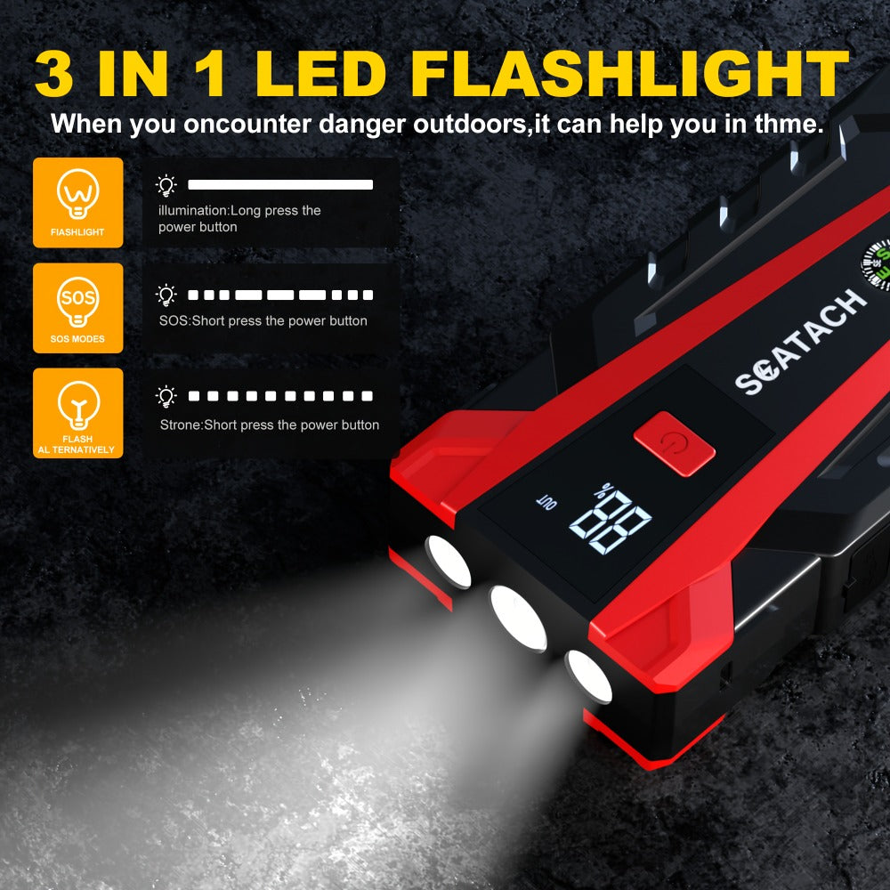 12V Jump Starter with Scatach-011 Base Model or Q27B Start-and-Inflation Package, Digital Display and Clamps — image 7