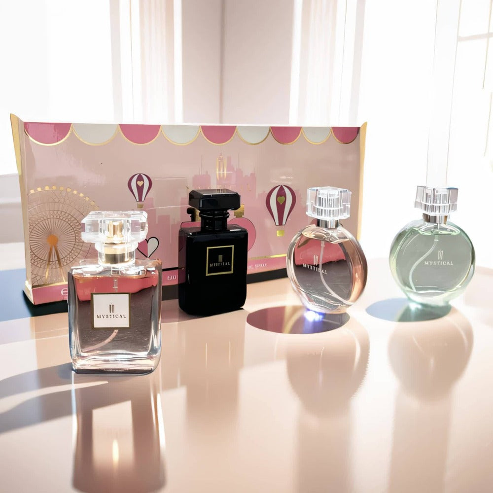 Perfume Gift Set for Women 4 Pieces – Mini Travel Fragrance Set Long Lasting, Unisex Cologne Spray Portable Gift Box for Moth