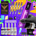Cordless Rotary Tattoo Machine Kit Complete Set with Screen Display 6-8Hr Battery 20 Needles 7 Inks — image 22